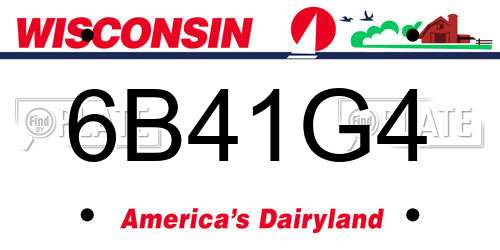 6B41G4 Wisconsin License Plate