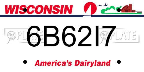 6B62I7 Wisconsin License Plate