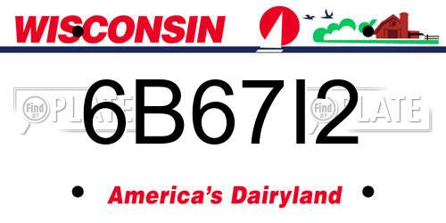 6B67I2 Wisconsin License Plate