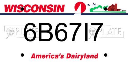 6B67I7 Wisconsin License Plate