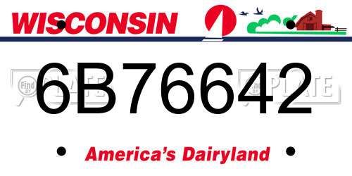 6B76642 Wisconsin License Plate