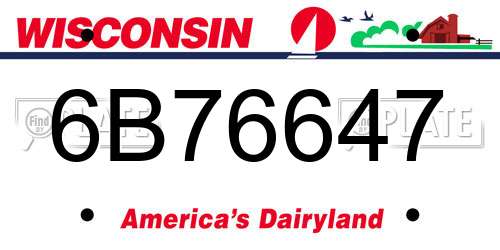 6B76647 Wisconsin License Plate