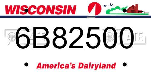 6B82500 Wisconsin License Plate