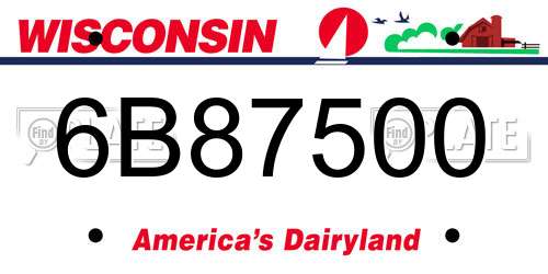 6B87500 Wisconsin License Plate