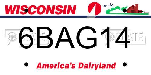 6BAG14 Wisconsin License Plate