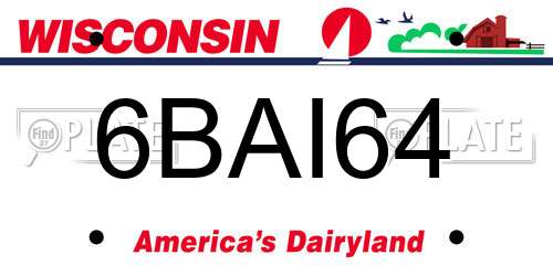 6BAI64 Wisconsin License Plate