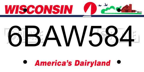 6BAW584 Wisconsin License Plate