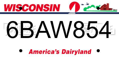 6BAW854 Wisconsin License Plate