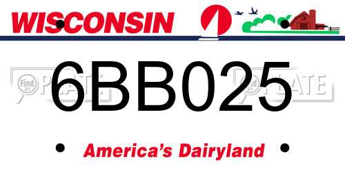 6BB025 Wisconsin License Plate