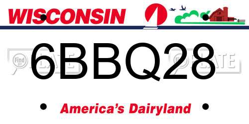 6BBQ28 Wisconsin License Plate