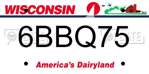 6BBQ75 Wisconsin License Plate