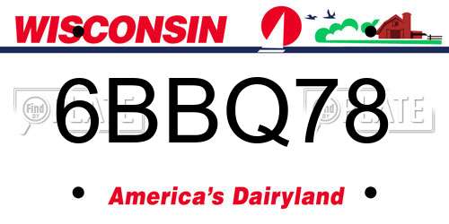 6BBQ78 Wisconsin License Plate