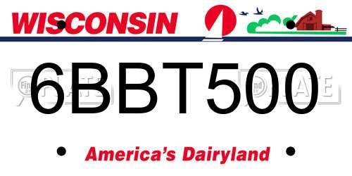 6BBT500 Wisconsin License Plate