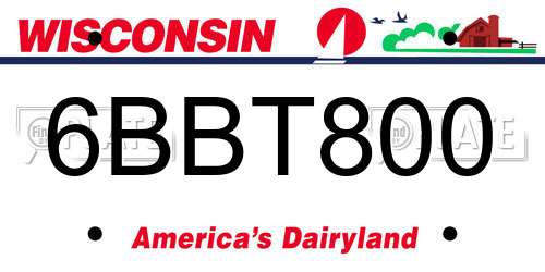 6BBT800 Wisconsin License Plate