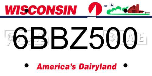 6BBZ500 Wisconsin License Plate