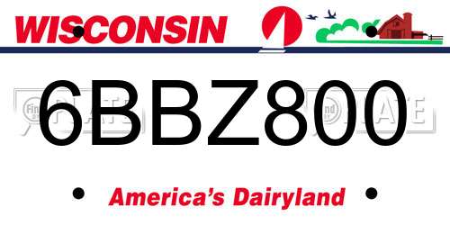6BBZ800 Wisconsin License Plate