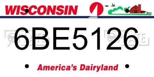 6BE5126 Wisconsin License Plate