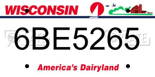 6BE5265 Wisconsin License Plate