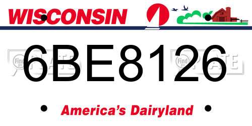 6BE8126 Wisconsin License Plate