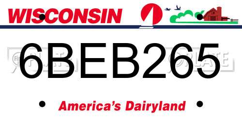 6BEB265 Wisconsin License Plate