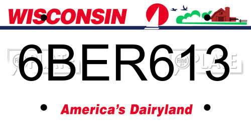 6BER613 Wisconsin License Plate