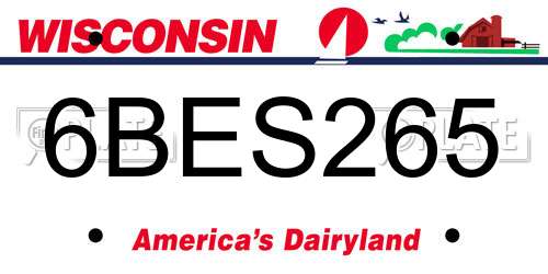 6BES265 Wisconsin License Plate