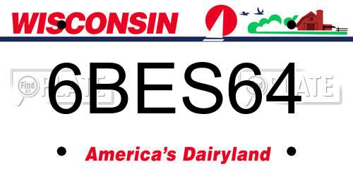 6BES64 Wisconsin License Plate