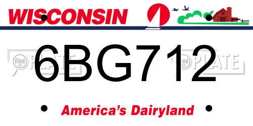 6BG712 Wisconsin License Plate