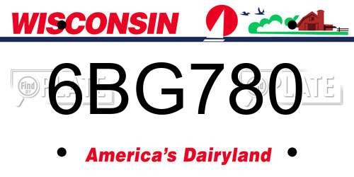 6BG780 Wisconsin License Plate