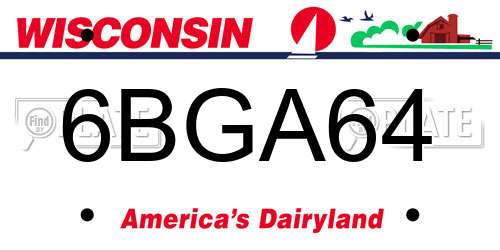 6BGA64 Wisconsin License Plate