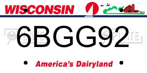 6BGG92 Wisconsin License Plate