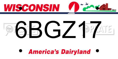 6BGZ17 Wisconsin License Plate