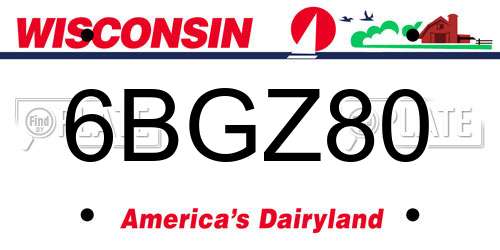 6BGZ80 Wisconsin License Plate