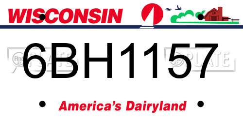 6BH1157 Wisconsin License Plate