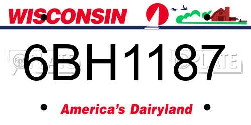 6BH1187 Wisconsin License Plate