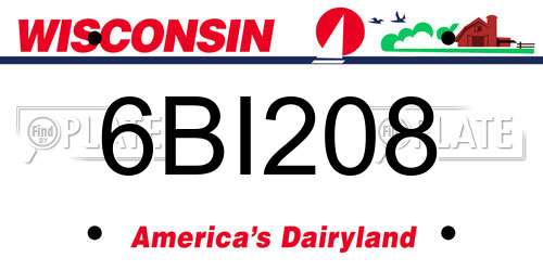 6BI208 Wisconsin License Plate