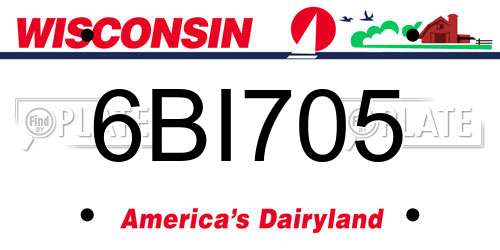 6BI705 Wisconsin License Plate