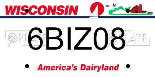 6BIZ08 Wisconsin License Plate