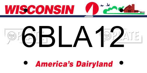 6BLA12 Wisconsin License Plate