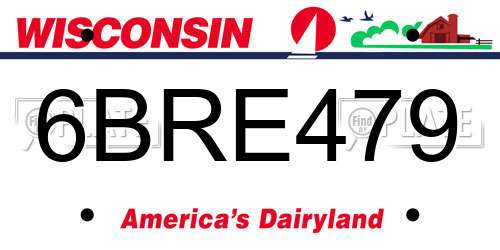 6BRE479 Wisconsin License Plate