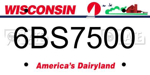 6BS7500 Wisconsin License Plate