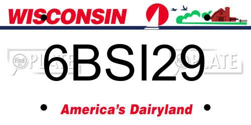 6BSI29 Wisconsin License Plate