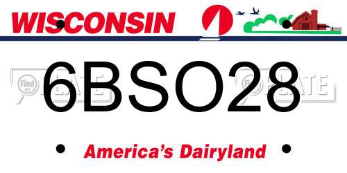 6BSO28 Wisconsin License Plate