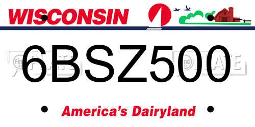 6BSZ500 Wisconsin License Plate