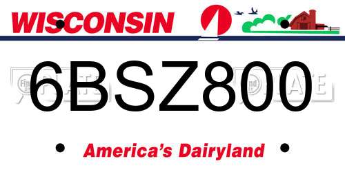 6BSZ800 Wisconsin License Plate