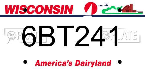 6BT241 Wisconsin License Plate