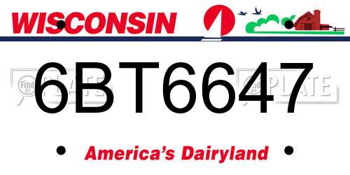 6BT6647 Wisconsin License Plate