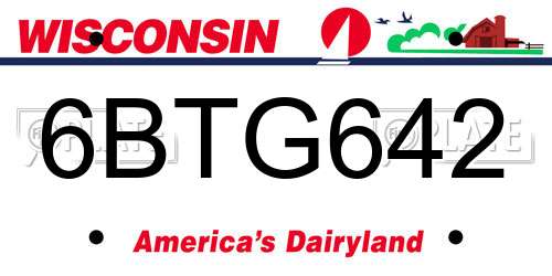 6BTG642 Wisconsin License Plate