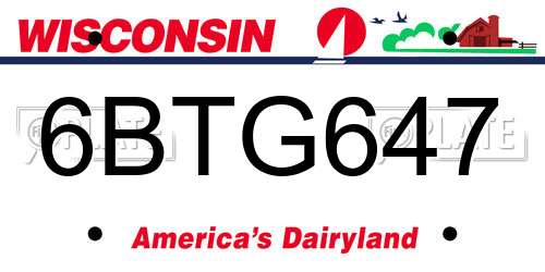 6BTG647 Wisconsin License Plate