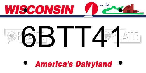 6BTT41 Wisconsin License Plate